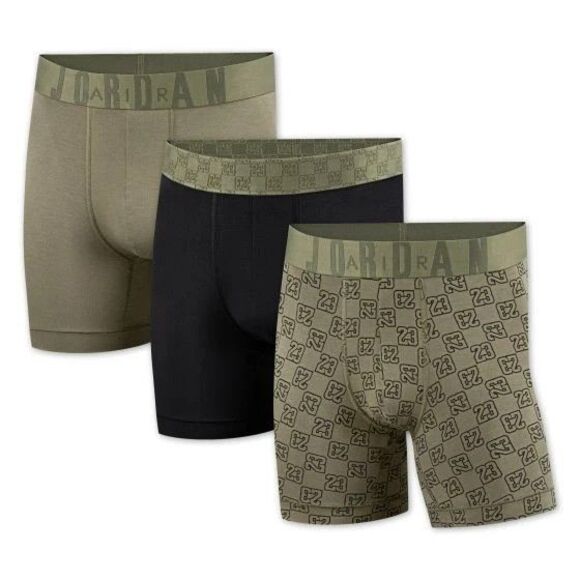 Jordan JM0691-E6F Men's Sz S Olive/Black/Monogram Flight Modal Boxer Briefs 3-Pk - Picture 9 of 9